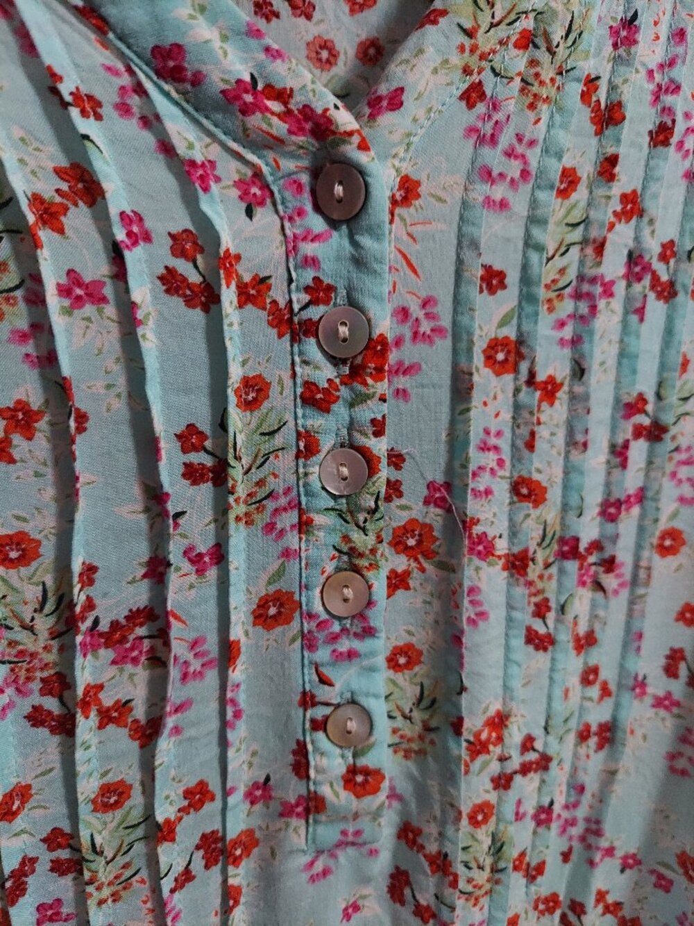 Unbranded, lightweight, xl-xxl turquoise blouse with cherry blossoms